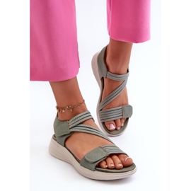 Sandalias Cómodas De Mujer Con Velcro Verde Eladora 4