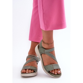 Sandalias Cómodas De Mujer Con Velcro Verde Eladora 5