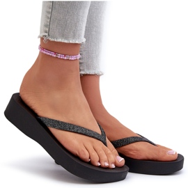 Chanclas de mujer con tira de purpurina 83386 Ipanema Mesh Chic Plat Fem Black negro 9