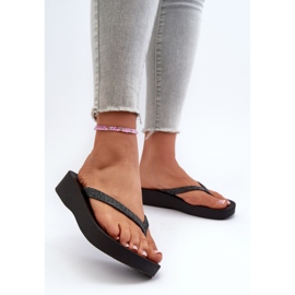 Chanclas de mujer con tira de purpurina 83386 Ipanema Mesh Chic Plat Fem Black negro 3