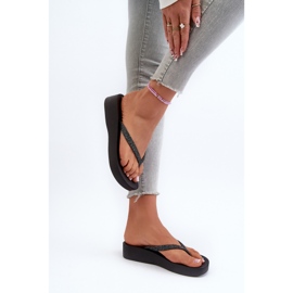 Chanclas de mujer con tira de purpurina 83386 Ipanema Mesh Chic Plat Fem Black negro 6