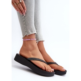 Chanclas de mujer con tira de purpurina 83386 Ipanema Mesh Chic Plat Fem Black negro 8