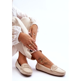 Mocasines beige de gamuza para mujeres 3