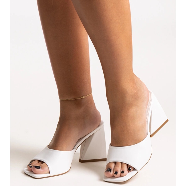 Chanclas tacón Mirella blanca blanco 1