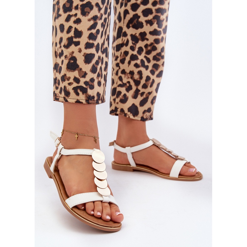 Sandalias Planas De Mujer Confeccionadas En Piel Ecológica, Jeritellia Blanco 2