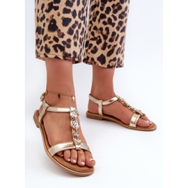 Sandalias Planas De Mujer Con Adornos Muridia Dorados 2