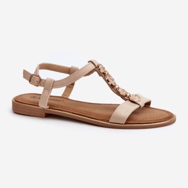 Sandalias Planas De Mujer Con Adornos Beige Muridia 6