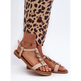 Sandalias Planas De Mujer Con Adornos Beige Muridia 7