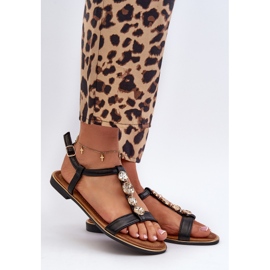 Sandalias Planas De Mujer Con Adornos Negro Muridia 1
