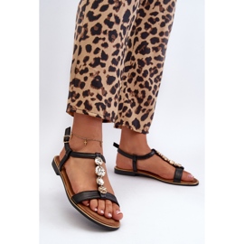 Sandalias Planas De Mujer Con Adornos Negro Muridia 2