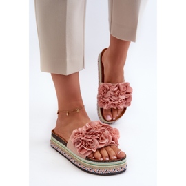 Chanclas de Mujer con Plataforma Decorada con Flores, Rosa Nodina rosado 8