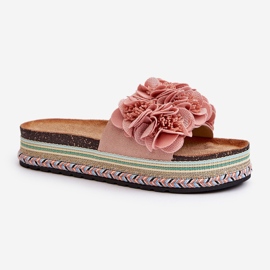 Chanclas de Mujer con Plataforma Decorada con Flores, Rosa Nodina rosado 7