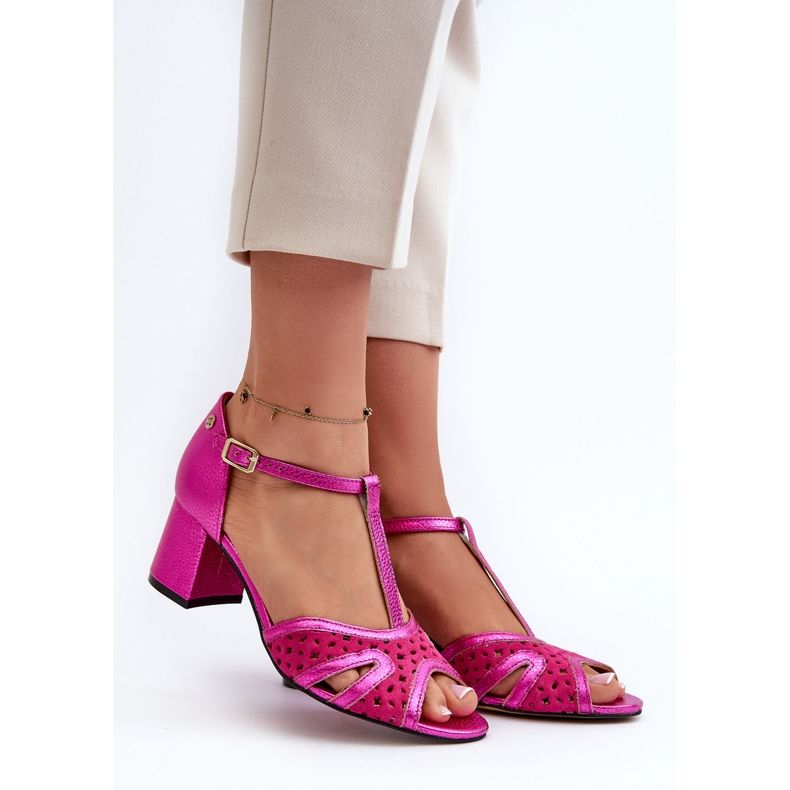 Sandalias Mujer Piel Con Tacón Alto Maciejka 06551-15 Fucsia rosa 1