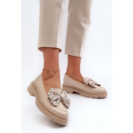 Mocasines Mujer Piel Con Lazo Laura Messi 2787 Beige Claro 7