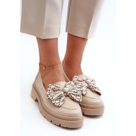 Mocasines Mujer Piel Con Lazo Laura Messi 2787 Beige Claro 9
