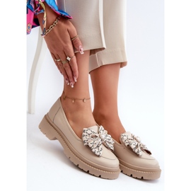 Mocasines Mujer Piel Con Lazo Laura Messi 2787 Beige Claro 12