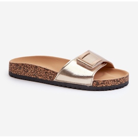 Chanclas de mujer con plataforma de corcho y decoración Elleriome dorada dorado 4