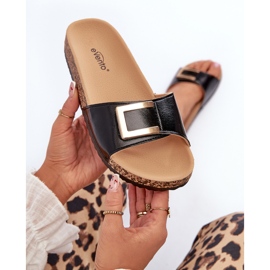 Chanclas de mujer con plataforma de corcho y decoración, negro Elleriome 8