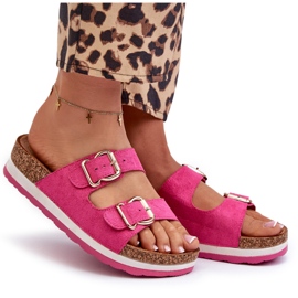 Chanclas De Mujer En La Plataforma Con Hebillas Ante Ecológico Fucsia Ursila rosado 9