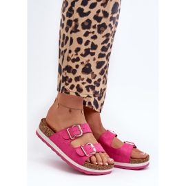 Chanclas De Mujer En La Plataforma Con Hebillas Ante Ecológico Fucsia Ursila rosado 1