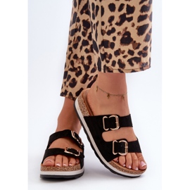 Chanclas Mujer Plataforma Hebillas Ante Ecológico Negro Ursila 7
