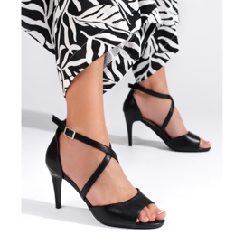 Sandalias negras de tacón alto para mujer con estilo de Sergio Leone negro 1 Sandalias negras de tacón alto para mujer con estilo de Sergio Leone negro 1