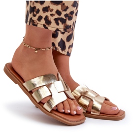 Chanclas Planas de Mujer Fabricadas en Piel Ecológica, Risamay Dorado 8