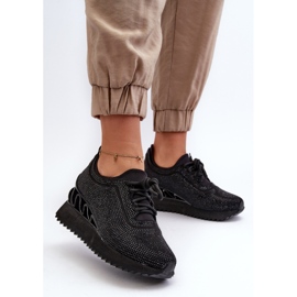 S.Barski Deportivas de Mujer con Cuña Decorada con Circonitas D&amp;A MR38-377 Negro 3