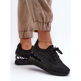 S.Barski Deportivas de Mujer con Cuña Decorada con Circonitas D&amp;A MR38-377 Negro 6