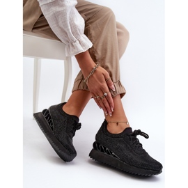 S.Barski Deportivas de Mujer con Cuña Decorada con Circonitas D&amp;A MR38-377 Negro 9