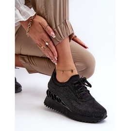S.Barski Deportivas de Mujer con Cuña Decorada con Circonitas D&amp;A MR38-377 Negro 1