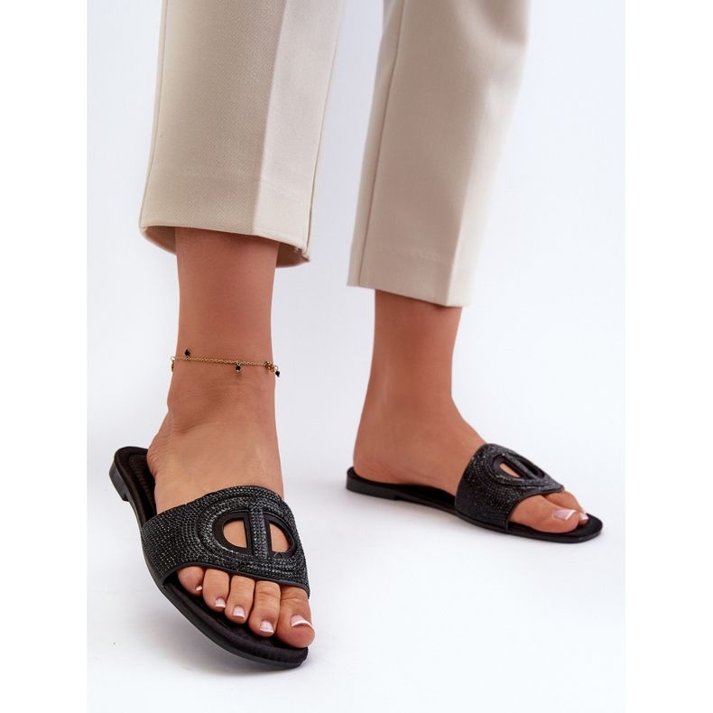 Chanclas de tacón plano de mujer Dimrose negro 2