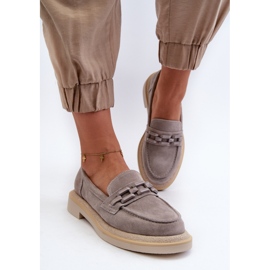 S.Barski Mocasines Mujer Ante Tacón Plano Con Decoración D&amp;A TW101 Gris 4