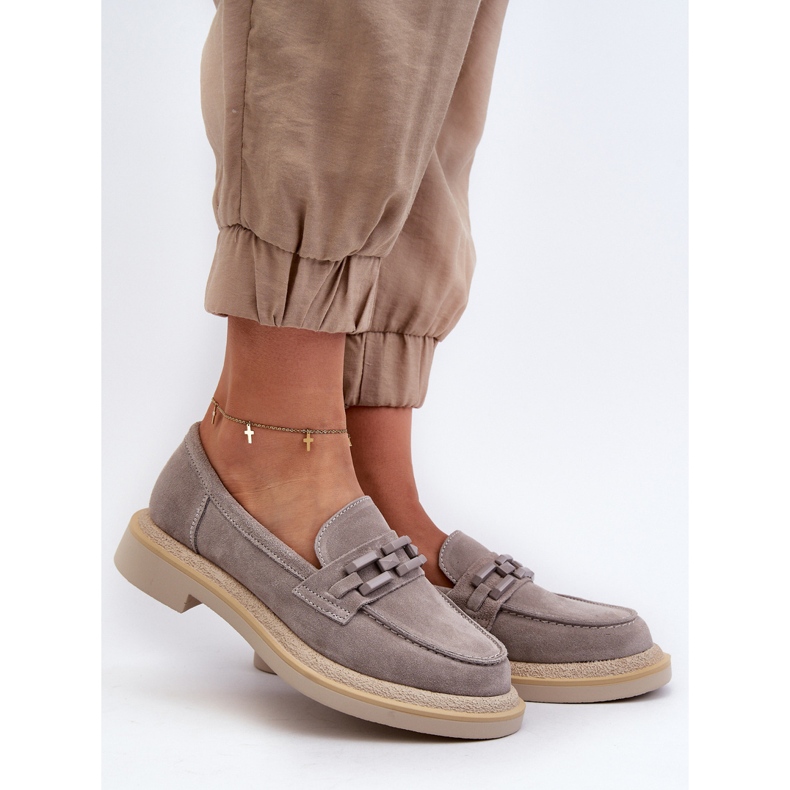 S.Barski Mocasines Mujer Ante Tacón Plano Con Decoración D&A TW101 Gris 1 S.Barski Mocasines Mujer Ante Tacón Plano Con Decoración D&A TW101 Gris 1