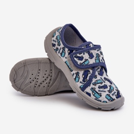 Pantuflas Infantiles Befado cierre adhesivo 974X529 Gris-Azul Marino 2