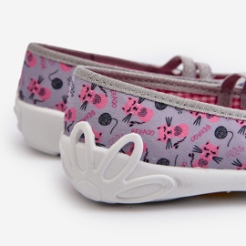 Befado Bailarinas para niña con gatitos 116Y327 Gris y Rosa 2