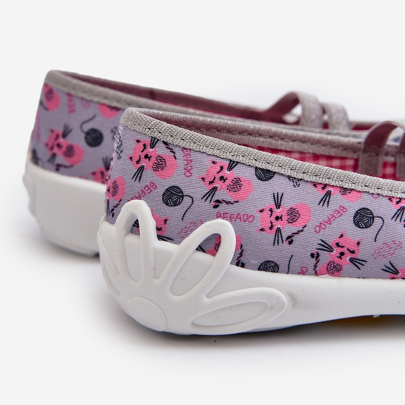 Befado Bailarinas para niña con gatitos 116Y327 Gris y Rosa 2