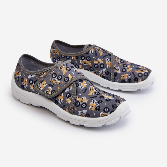 Pantuflas niño cómodas con cierre adhesivo Befado 974Y552 Gris 1