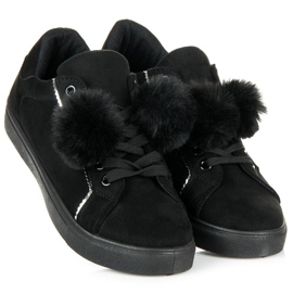 Groto Gogo Deportivas de ante con pompones negro 1 Groto Gogo Deportivas de ante con pompones negro 1