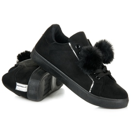 Groto Gogo Deportivas de ante con pompones negro 4