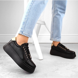 Zapatos de mujer de piel con plataforma negra, Vinceza 66700 negro 2