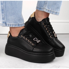 Zapatos de mujer de piel con plataforma negra, Vinceza 66700 negro 3