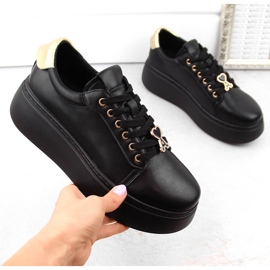 Zapatos de mujer de piel con plataforma negra, Vinceza 66700 negro 4