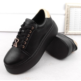 Zapatos de mujer de piel con plataforma negra, Vinceza 66700 negro 6