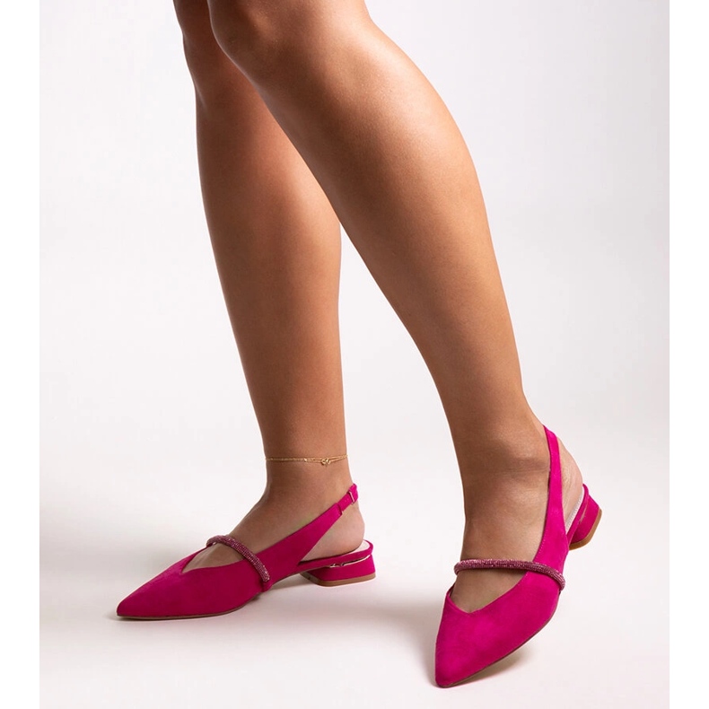 Bailarinas rosa oscuro con aplicación de piel Morcosa 1