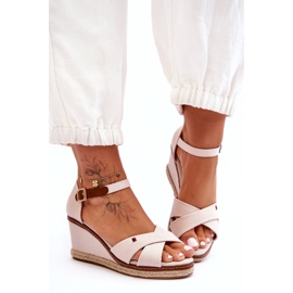 Sandalias Mujer Cuña Beige Claro 3 Sandalias Mujer Cuña Beige Claro 3