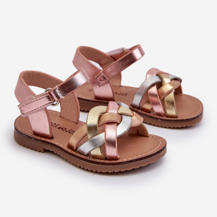 Sandalias Infantiles Con Cierre De Velcro Con Tiras Entrelazadas Multicolor Dianttha rosado 1 Sandalias Infantiles Con Cierre De Velcro Con Tiras Entrelazadas Multicolor Dianttha rosado 1