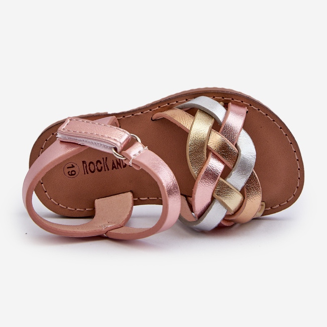 Sandalias Infantiles Con Cierre De Velcro Con Tiras Entrelazadas Multicolor Dianttha rosa 2