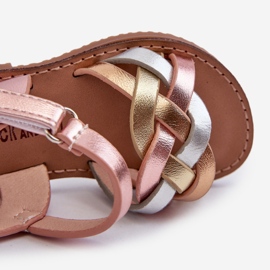 Sandalias Infantiles Con Cierre De Velcro Con Tiras Entrelazadas Multicolor Dianttha rosado 3