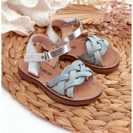 Sandalias Infantiles con Cierre de Velcro y Tiras Entrelazadas Azul Dianttha 4